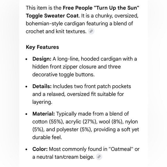 Free People | Women’s tan/cream Turn Up The Sun hooded toggle sweater coat Sz XS - Picture 17 of 17